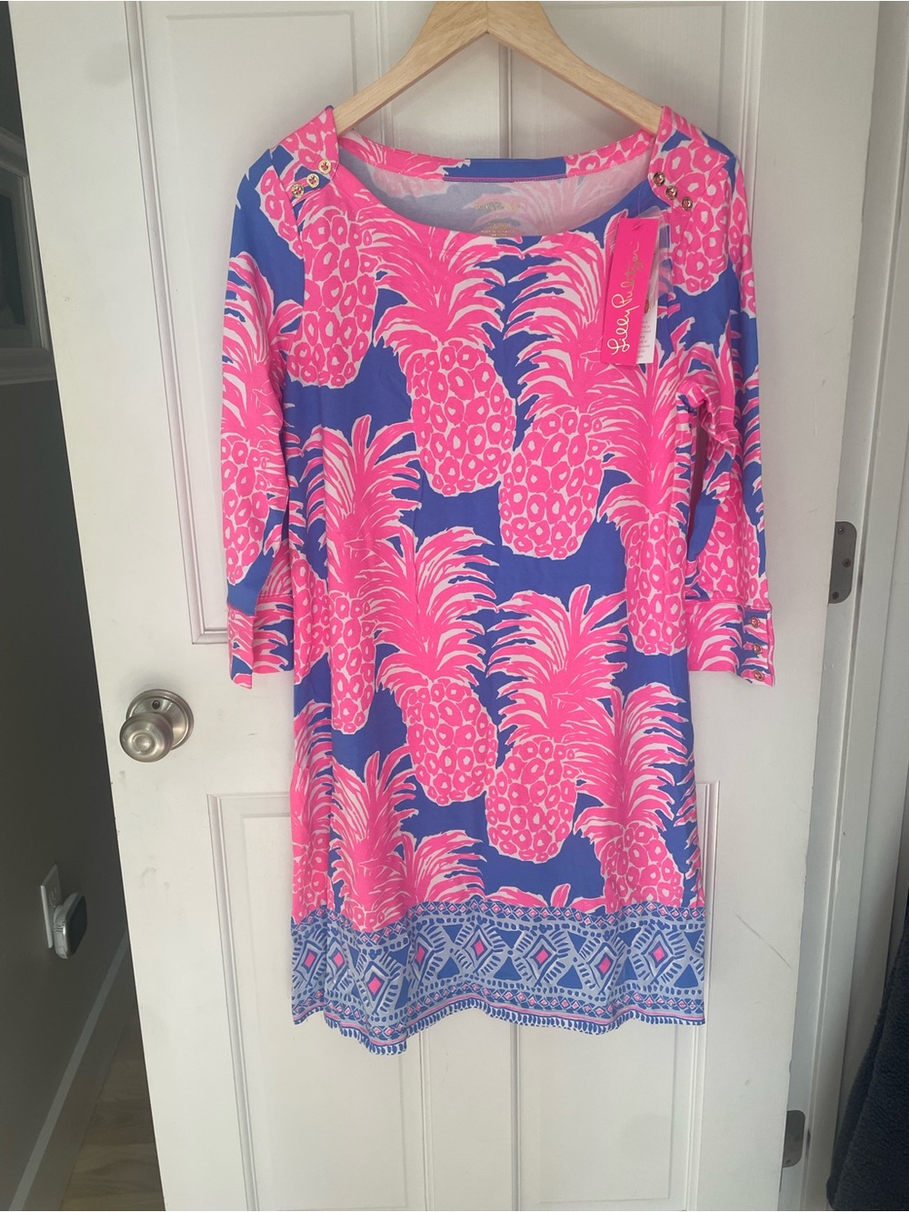 Lilly Pulitzer Hot Pink & Royal Blue Pineapple Shift Dress